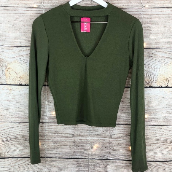 a'gaci Tops - A’Gaci | Choker Long Sleeve Crop Top